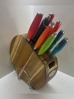 Fiesta 8-Piece Stainless Steel Knife Set with Wood Block – Read Description